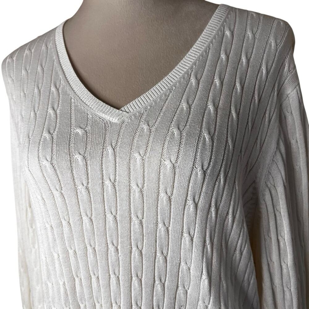 Vintage Izod Club “International Tour” Cable-Knit Sweater | 100% Cotton | Size L
